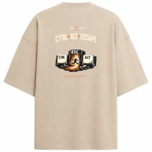 Filliaxmius Ctrl + Alt + Escape Oversized T-Shirt - Beige