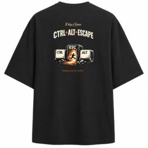 Filliaxmius Ctrl + Alt + Escape Oversized T-Shirt - Black