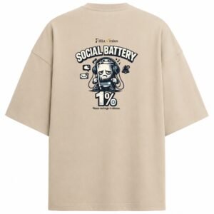 Filliaxmius Social Battery 1% Oversized T-Shirt - Beige