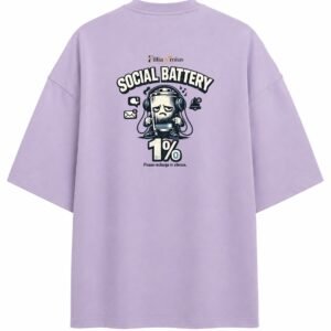 Filliaxmius Social Battery 1% Oversized T-Shirt - Lavender