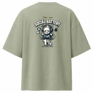 Filliaxmius Social Battery 1% Oversized T-Shirt - Sage Green