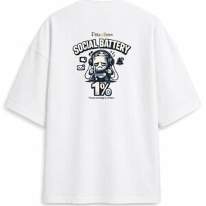 Filliaxmius Social Battery 1% Oversized T-Shirt - White