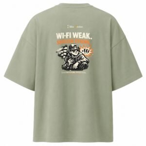 Filliaxmius Wi-Fi Weak. Sarcasm Strong. Oversized T-Shirt - Sage Green