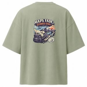 Filliaxmius Maps Fade. Stories Stay. Oversized T-Shirt - Sage Green