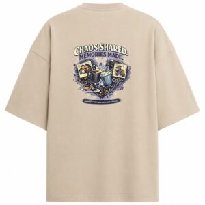 Filliaxmius Chaos Shared. Memories Made. Oversized T-Shirt - Beige