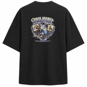 Filliaxmius Chaos Shared. Memories Made. Oversized T-Shirt - Black