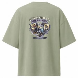 Filliaxmius Chaos Shared. Memories Made. Oversized T-Shirt - Sage Green
