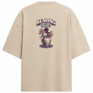 Filliaxmius Healing Looks Good on Me Oversized T-Shirt - Beige