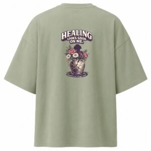 Filliaxmius Healing Looks Good on Me Oversized T-Shirt - Sage Green