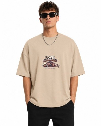 D091_Beige_Front_ChatGPT_Image_Aug_1__2026__09_40_06_AM__9_-4 Filliaxmius Love. Leashed Forever. Front Print Oversized T-Shirt - Beige
