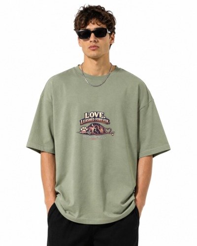 D091_Sage_Green_Front_ChatGPT_Image_Aug_1__2026__09_40_05_AM__7_-4 Filliaxmius Love. Leashed Forever. Front Print Oversized T-Shirt - Sage Green