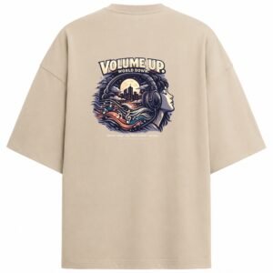Filliaxmius Volume Up. World Down. Oversized T-Shirt - Beige