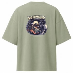 Filliaxmius Volume Up. World Down. Oversized T-Shirt - Sage Green